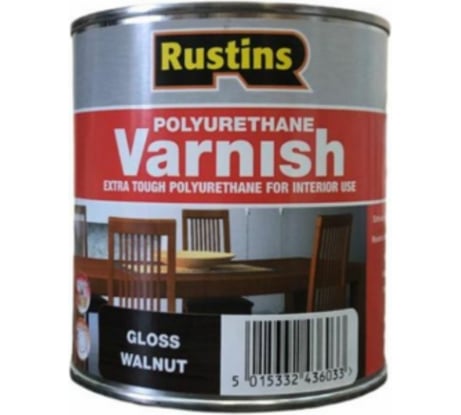 Полиуретановый лак Rustins глянцевый, Poly Varnish Gloss Walnut, цвет: орех, 500 мл 03204