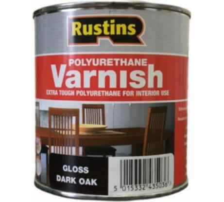 Полиуретановый лак Rustins глянцевый, Poly Varnish Gloss Dark Oak, цвет: темный дуб, 500 мл 03190