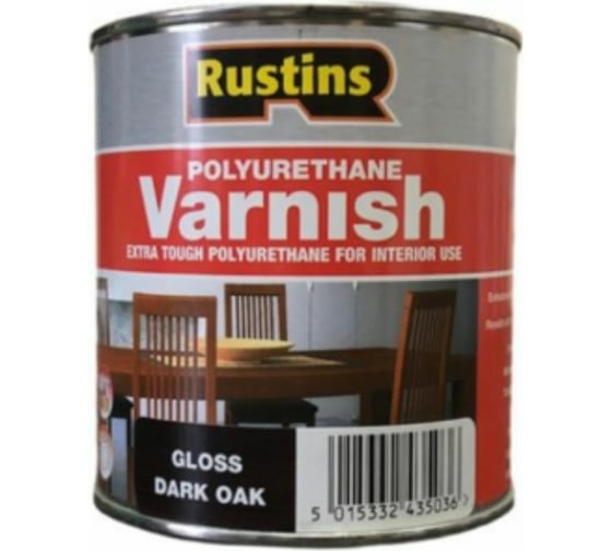 Полиуретановый лак Rustins глянцевый, Poly Varnish Gloss Dark Oak, цвет: темный дуб, 500 мл 03190 1