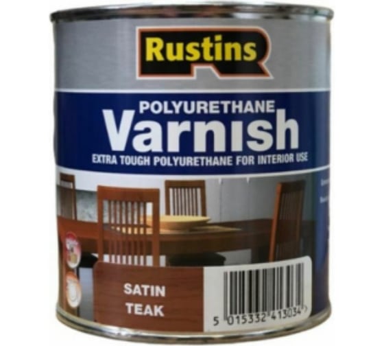 Полиуретановый лак Rustins полуматовый, Poly Varnish Satin Teak, цвет: тик, 500 мл 03226