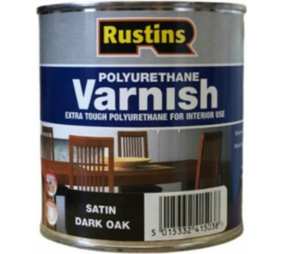 Полиуретановый лак Rustins полуматовый, Poly Varnish Satin Dark Oak, цвет: темный дуб, 500 мл 03223 1