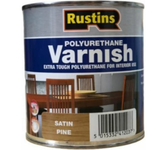 Полиуретановый лак Rustins полуматовый, Poly Varnish Satin Pine, цвет: сосна, 500 мл 03220 1