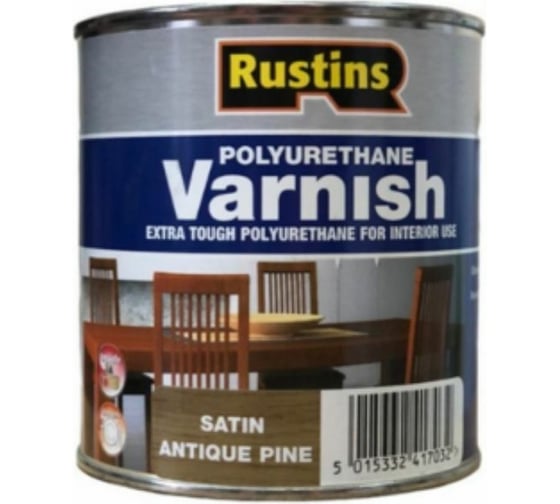 Полиуретановый лак Rustins полуматовый, Poly Varnish Satin цвет: античная сосна, 500 мл 03208