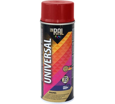 Аэрозольная эмаль InRal UNIVERSAL 44 красный огонь RAL3000, 400 мл 26-7-6-044