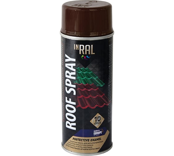 Аэрозольная эмаль для крыши InRal ROOF SPRAY шоколадная RAL8017, 400 мл 26-7-7-001 1