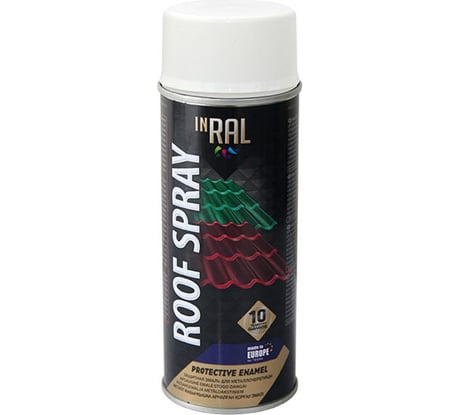 Аэрозольная эмаль для крыши InRal ROOF SPRAY белая RAL9003, 400 мл 26-7-7-006
