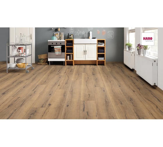 Ламинат HARO tritty 100 Gran Via 4V Светло-коричневый, 32 класс, толщина 8 мм, 2.680 кв.м 530338