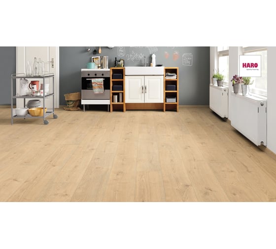 Ламинат HARO tritty 100 Gran Via 4V Бежевый, 32 класс, толщина 8 мм, 2.680 кв.м 533140