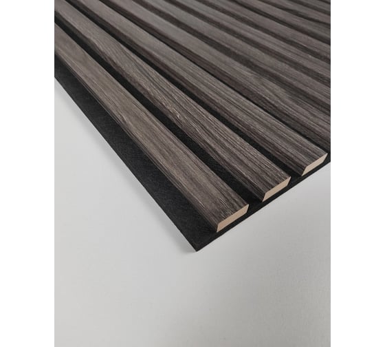Акустическая панель Indeco 60x60x1,9см рейки МДФ черный/ясень дымчатый 00-00085862