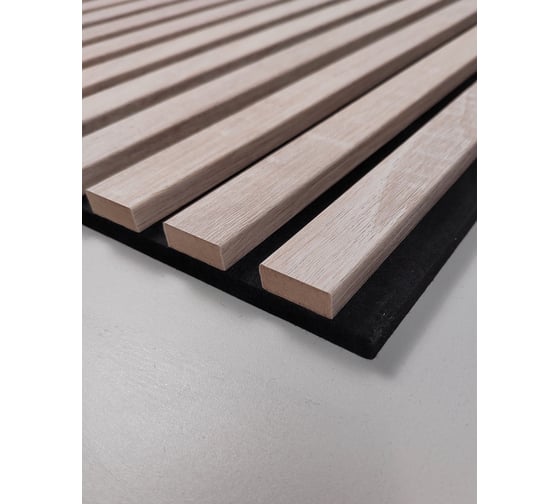 Акустическая панель Indeco 60x60x1,9см рейки МДФ черный/дуб кремовый 00-00085633