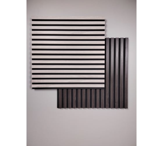 Акустическая панель Indeco 60x60x1,9см рейки МДФ черный/дуб кремовый 00-00085633