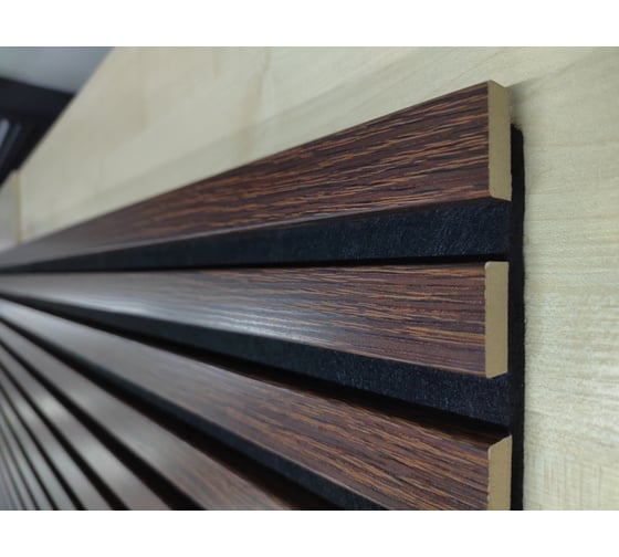 Акустическая панель Indeco 275x60x1,9см рейки МДФ черный/ясень коньяк 00-00083939