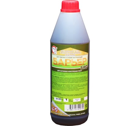 Биозащитный состав для древесины Барьер-БИО мореный дуб, бутылка 1 кг 4665296510709