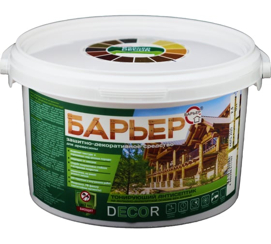 Защитно-декоративный антисептик БАРЬЕР DECOR тик, ведро 2,5 кг 4665296511430