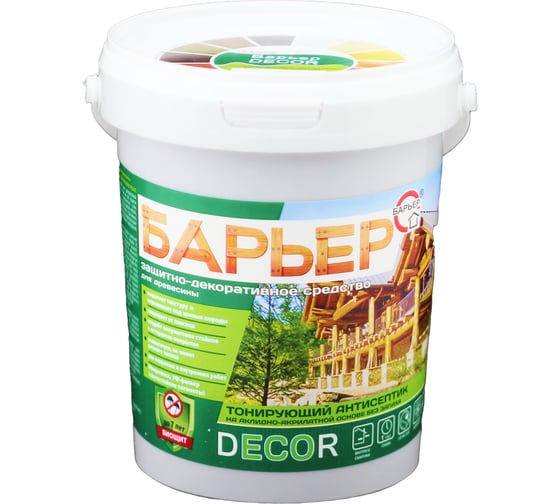 Защитно-декоративный антисептик БАРЬЕР DECOR орех, ведро 0,9 кг 4665296511270