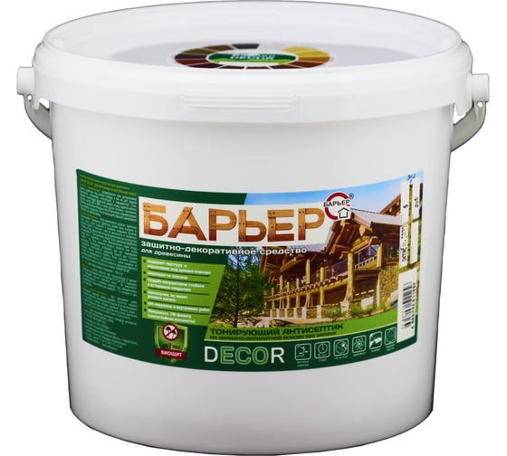 Защитно-декоративный антисептик БАРЬЕР DECOR калужница, ведро 5 кг 4665296514738 1