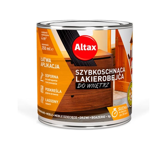 Лак-морилка ALTAX для внутренних работ, серый, 250 мл 50830-35-000025