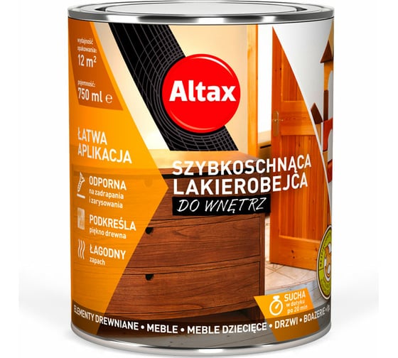 Лак-морилка ALTAX для внутренних работ, коричневый, 750 мл 50830-06-000075