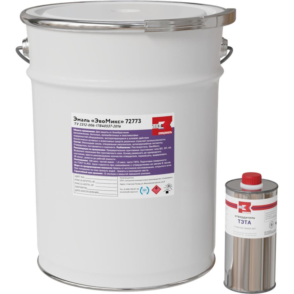Эмаль эпоксидная двухкомпонентная матовая ЭвоМикс 72773 18 кг RAL 6008 ...