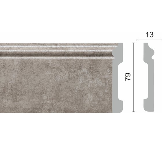 Напольный плинтус Decor-Dizayn ударопрочный, влагостойкий, серый бархат, 79х13х2400 мм 005-25