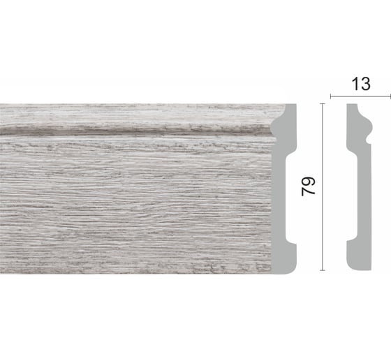 Напольный плинтус Decor-Dizayn ударопрочный, влагостойкий, дуб беленый, 79х13х2400 мм 005-89SH