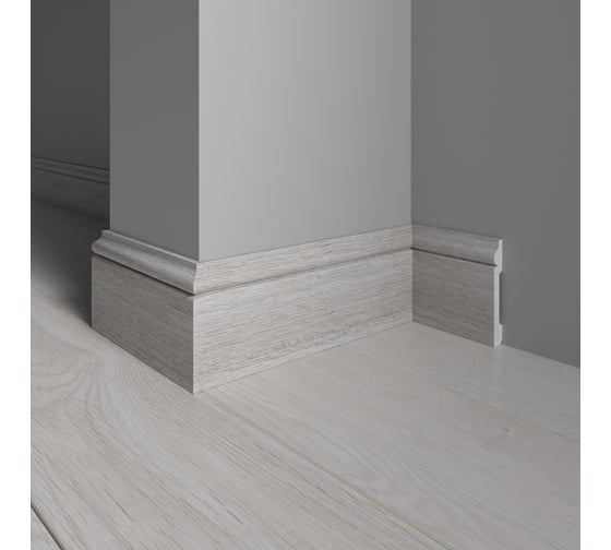 Напольный плинтус Decor-Dizayn ударопрочный, влагостойкий, дуб беленый, 79х13х2400 мм 005-89SH