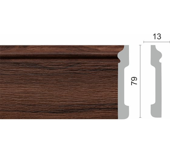 Напольный плинтус Decor-Dizayn ударопрочный, влагостойкий, дуб тобакко, 79х13х2400 мм 005-88SH
