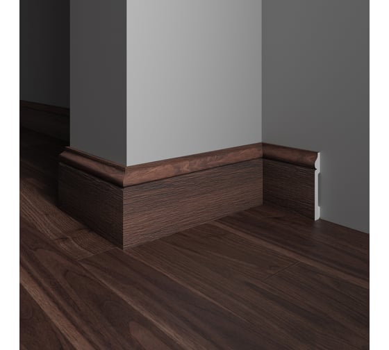 Напольный плинтус Decor-Dizayn ударопрочный, влагостойкий, дуб тобакко, 79х13х2400 мм 005-88SH
