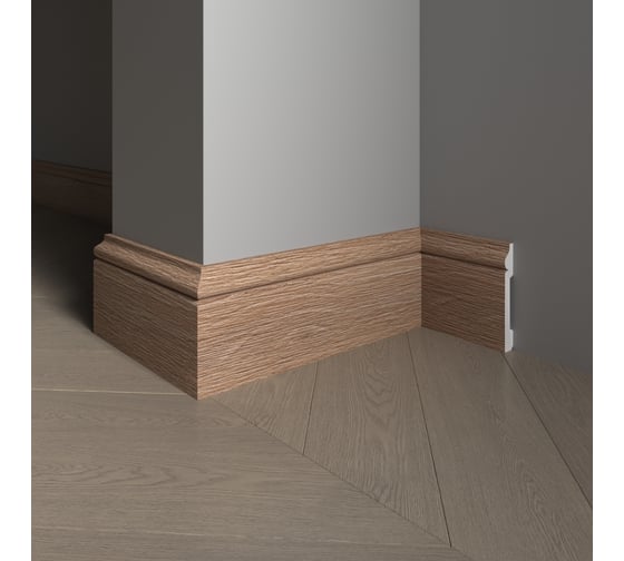 Напольный плинтус Decor-Dizayn ударопрочный, влагостойкий, орех, 79х13х2400 мм 005-90SH