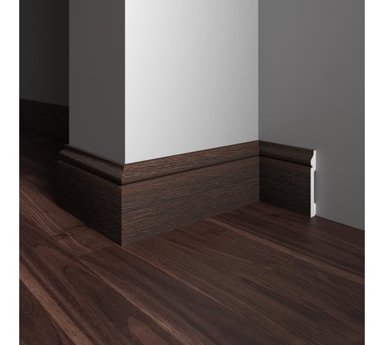 Напольный плинтус Decor-Dizayn ударопрочный, влагостойкий, темный орех, 79х13х2400 мм 005-73SH