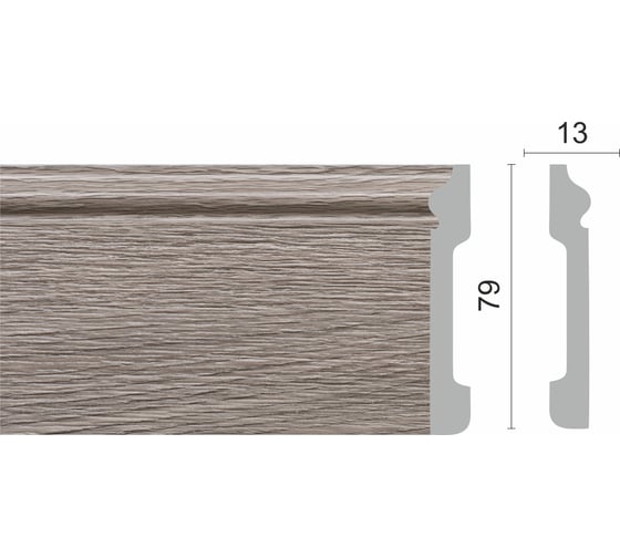 Напольный плинтус Decor-Dizayn ударопрочный, влагостойкий, серый, 79х13х2400 мм 005-80SH