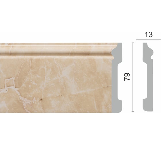 Напольный плинтус Decor-Dizayn ударопрочный, влагостойкий, юрский мрамор, 79х13х2400 мм 005-10