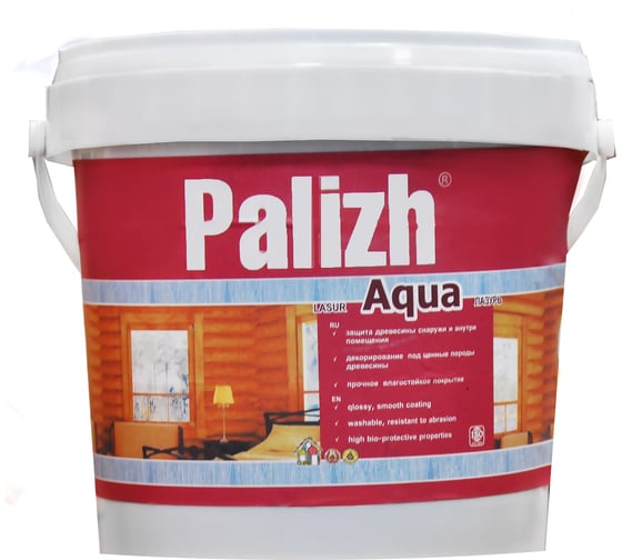Защитно-декоративная лазурь для древесины Palizh AQUA 284.05.ТП вишня 3 л 11606043 1