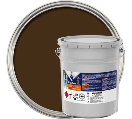 Грунт-эмаль Ярославские краски FAKTOR на ржавчину, 3 в 1, шоколадная, RAL 8017, барабан 20 кг 219356