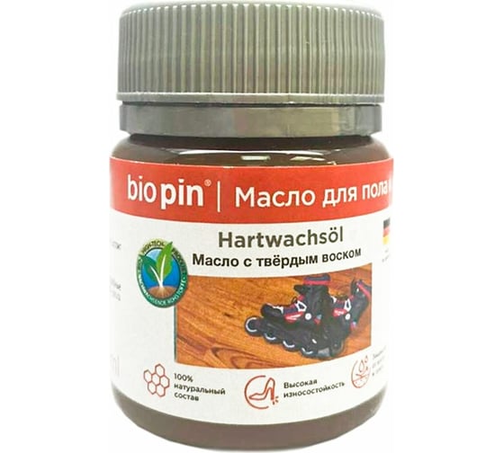 Масло для пола с твердым воском BIO PIN 1910 Hartwachsol в цвете прозрачный желто-коричневый 45 мл 19106F102