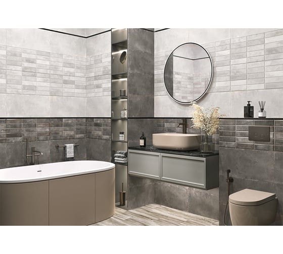 Плитка настенная New Trend Elbrus Brick Gray 300x600x9, 1,8м2, серый WT36ELR07