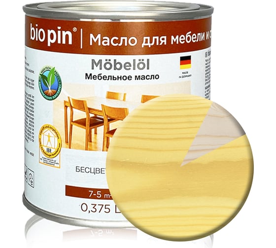 Масло для мебели BIO PIN 0950 Mobell бесцветное 0,375 л 09500