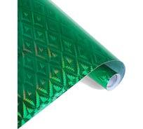 Пленка самоклеящаяся голография зеленая 1023 (0.45х3 м; 3 мкм; ромбы) Calligrata 3221758