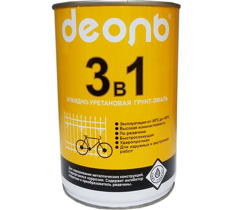 Грунт-эмаль ДЕОЛЬ 3 в 1 по ржавчине светло-серый матовый D3V1G1