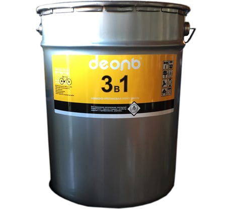 Грунт-эмаль ДЕОЛЬ 3 в 1 по ржавчине черный матовый 22кг 00018861
