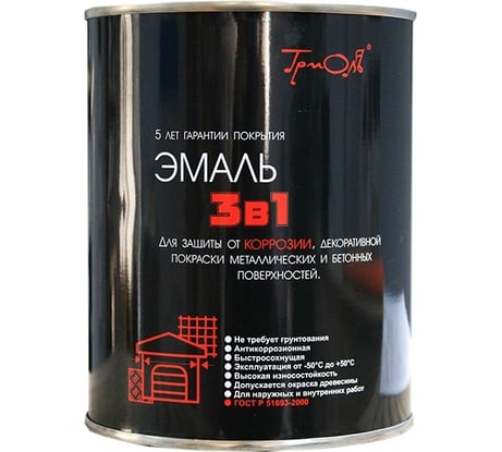 Эмаль ТРИОЛЬ 3 в 1 зеленая полуматовая T3V1GR08