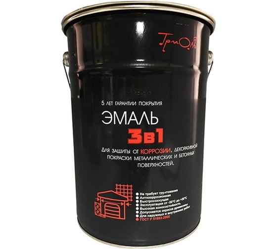 Эмаль ТРИОЛЬ 3 в 1 черная полуматовая T3V1BK5