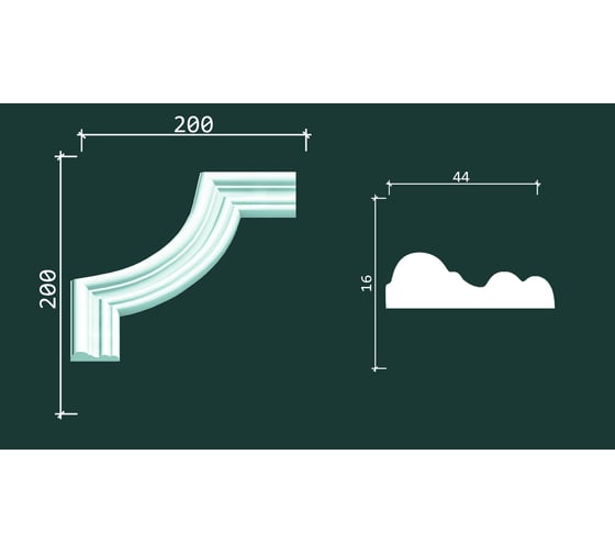 Декоративный уголок Decor-Dizayn к молдингу DD400 200Х200Х16 мм 4 шт C1-DD400