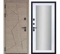 Дверь DIVA 97/1 2050x960 мм, зеркало, левая, Дуб натуральный - Д20 Белый Софт УТ-00083929