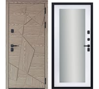 Дверь DIVA 97/1 2050x860 мм, зеркало, правая, Дуб натуральный - Д20 Белый Софт УТ-00083928