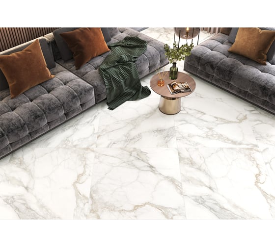 Глазурованный керамогранит LCM Calacatta Luna 80x80 см 1,92 м2 3 шт в уп матовый цвет белый 8080UNA00M