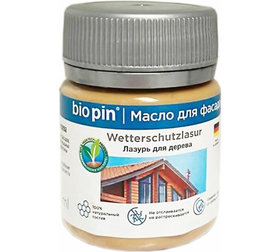 Лазурь для дерева BIO PIN 2241 Wetterschutzlasur в цвете ОРЕХ 45 мл 22416I104 1