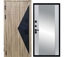 Дверь DIVA 77 Зеркало 2050x960 Левая Черный-Дуб янтарный - Д15 Белый софт УТ-00083476