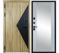 Дверь DIVA 77 Зеркало 2050x860 Левая Черный-Дуб янтарный - Д15 Силк маус УТ-00083481