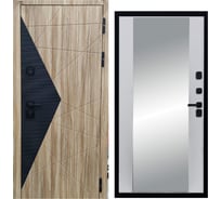 Дверь DIVA 77 Зеркало 2050x960 Правая Черный-Дуб янтарный - Д15 Белый софт УТ-00083474